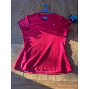 Under Armour Heatgear Fitted Red Athletic T Shirt Large LG